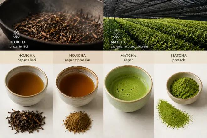 porównanie hojicha vs matcha