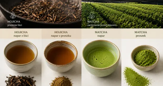 porównanie hojicha vs matcha