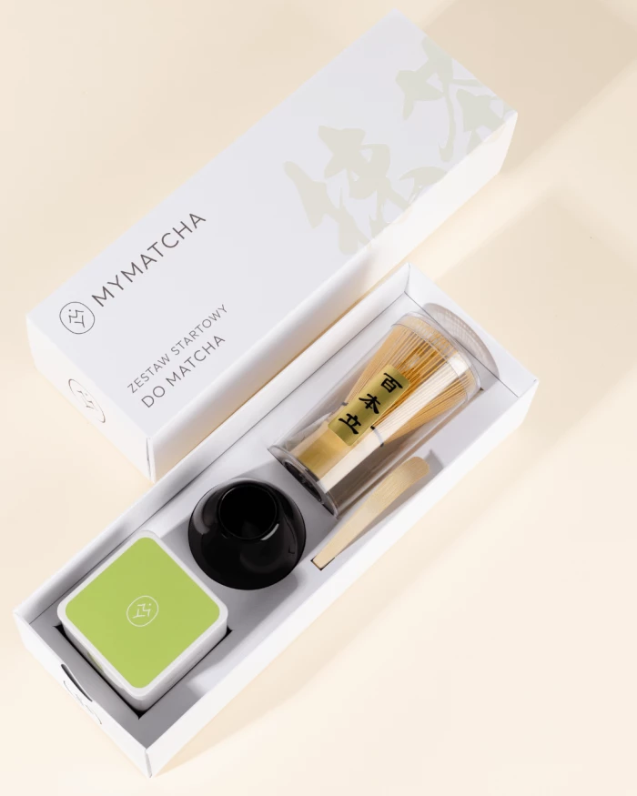 Zestaw startowy - matcha premium i czarna podstawka