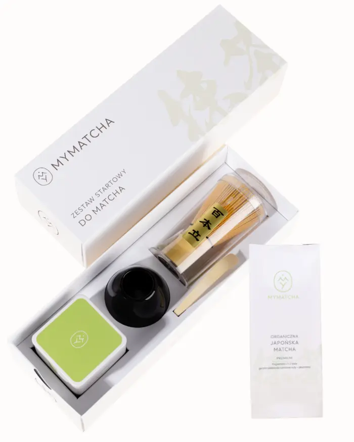 Zestaw startowy - matcha premium i czarna podstawka